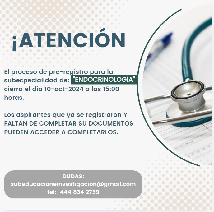 Cierre de pre-registro endocrinologia